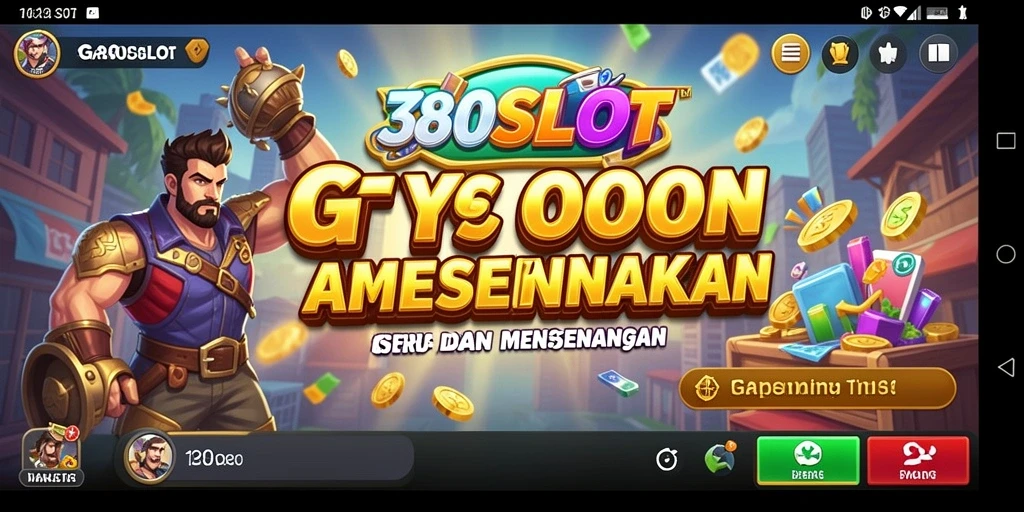 Tampilan gameplay 380SLOT dengan mesin slot yang berwarna-warni.