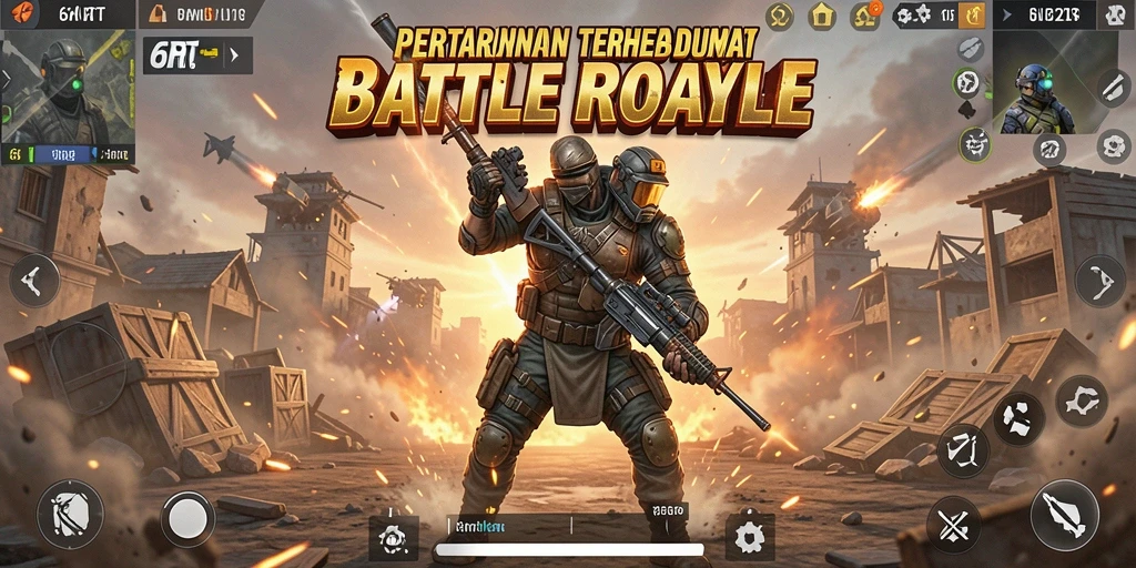 Tampilan gameplay mendebarkan di dalam 6RT dengan aksi Battle Royale.