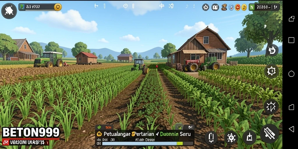 Tampilan gameplay seru dalam BETON999 saat bercocok tanam.