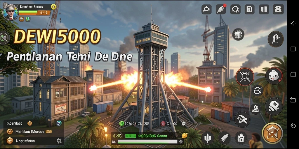 Tampilkan gameplay strategis DEWI5000 dalam aksi Tower Defense.