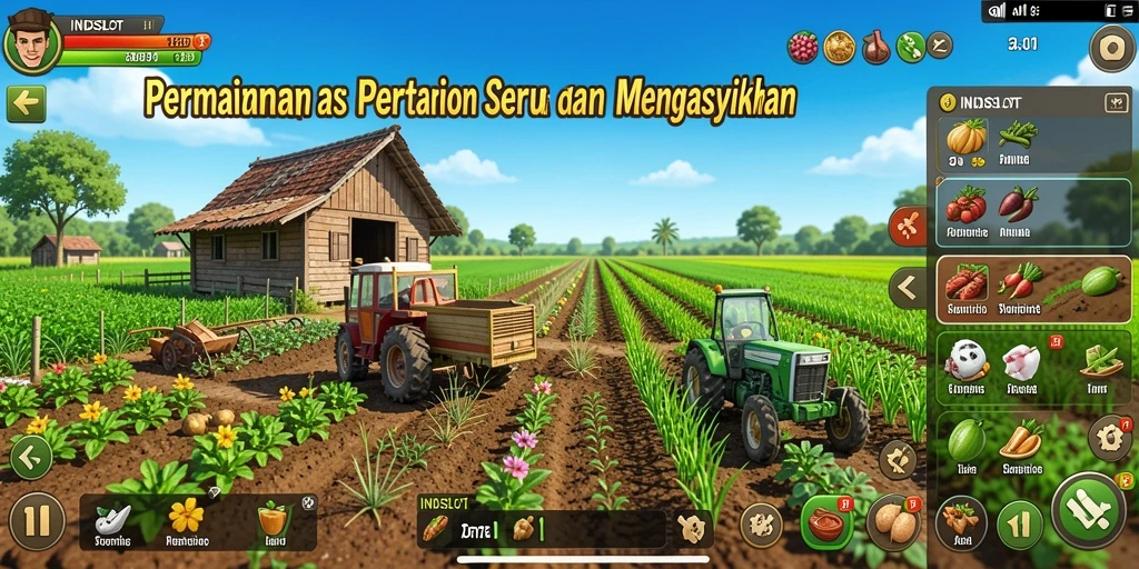 Screenshot utama INDSLOT menampilkan gameplay seru pertanian.