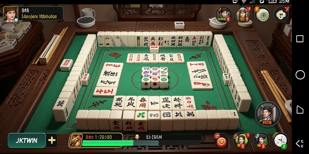 Screenshot gameplay JKTWIN menampilkan aksi permainan Mahjong yang seru.