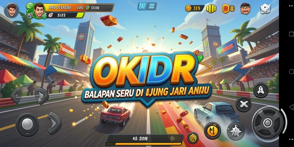 Gameplay balapan seru di OKIDR dengan grafik menakjubkan.