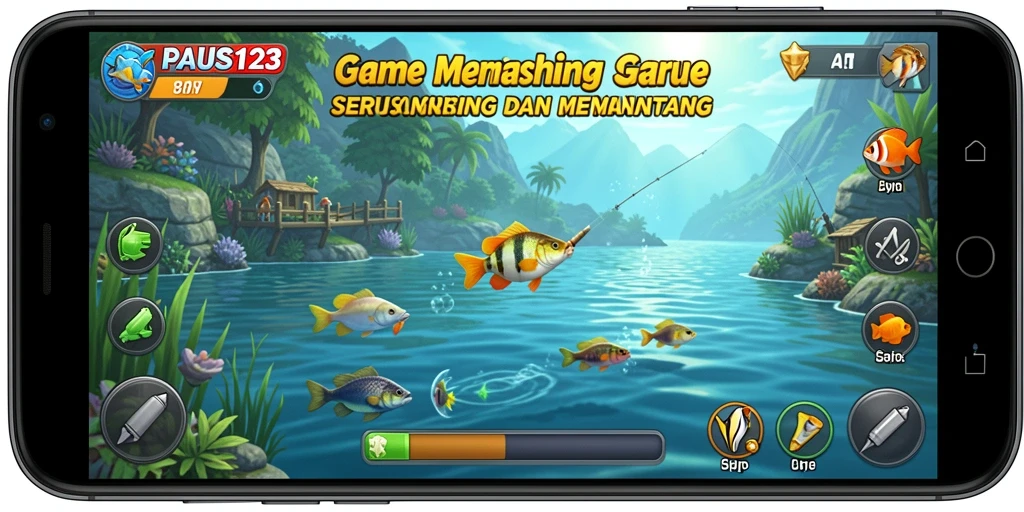 Tangkapan besar di PAUS123, menunjukan keseruan gameplay memancing.