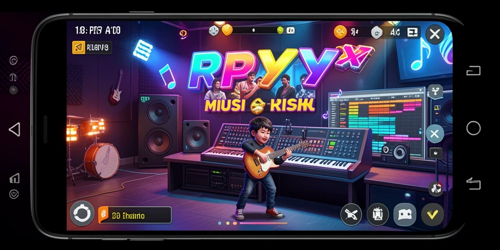 Tampilan gameplay <strong>RPYYY</strong> yang mengasyikkan dan interaktif dengan musik.