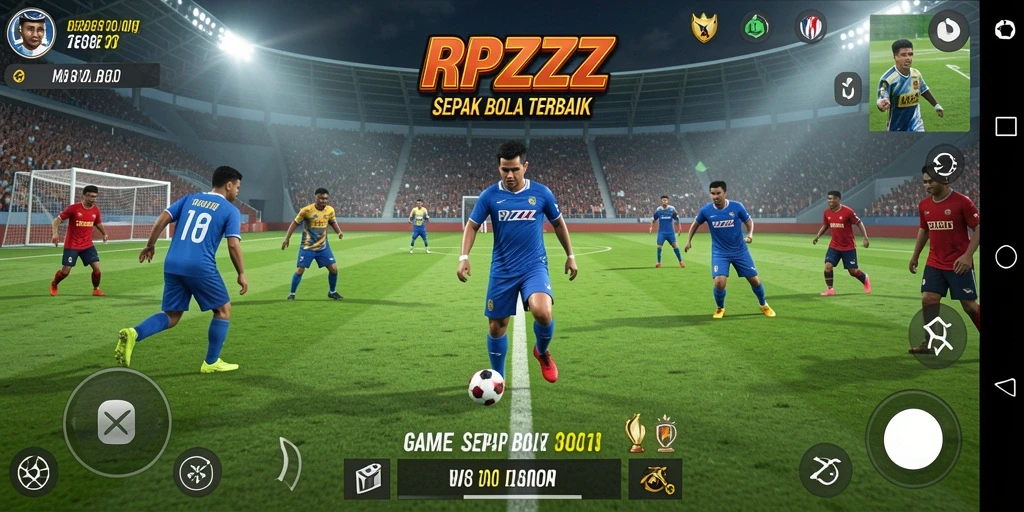 Tampilan gameplay intens di RPZZZ, penuh aksi sepak bola.