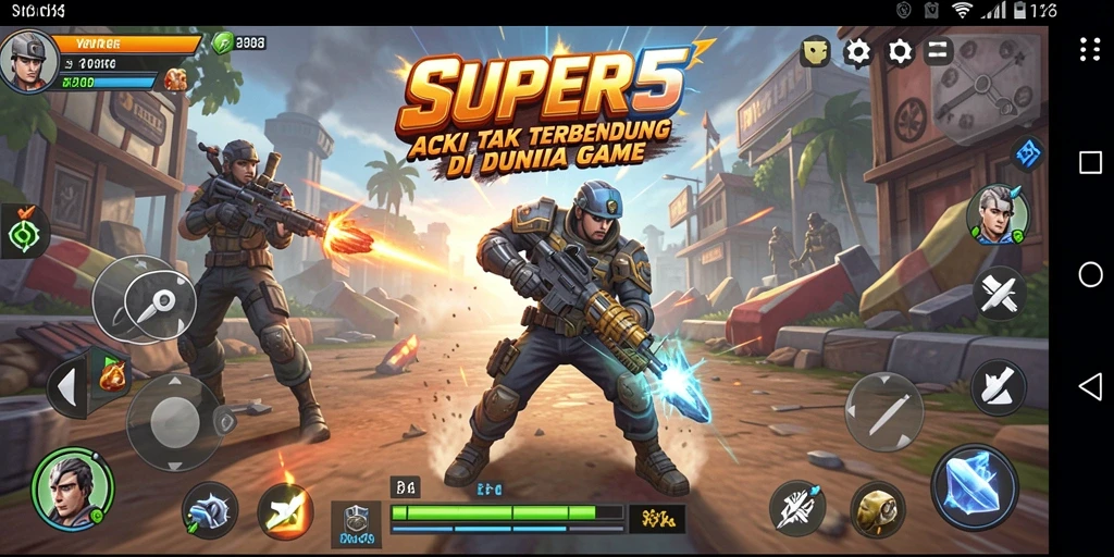 Screenshot SUPER5 menampilkan aksi seru dalam pertarungan.