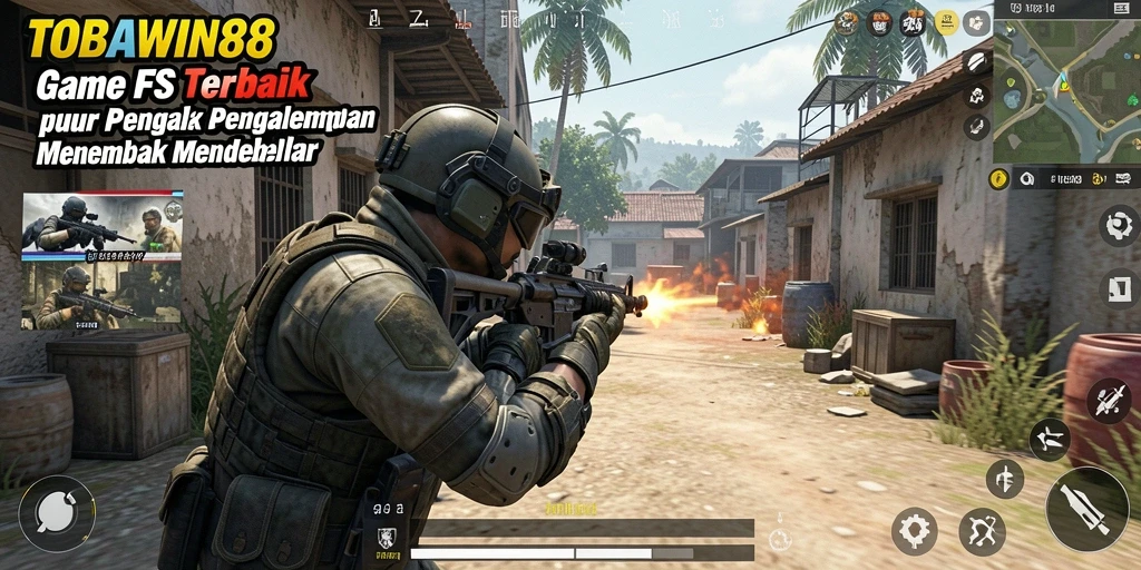 Tangkapan layar TOBAWIN88 yang menunjukkan aksi menembak yang intens.